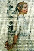 Carl Larsson lisbeth vid bjorkstammamen painting
